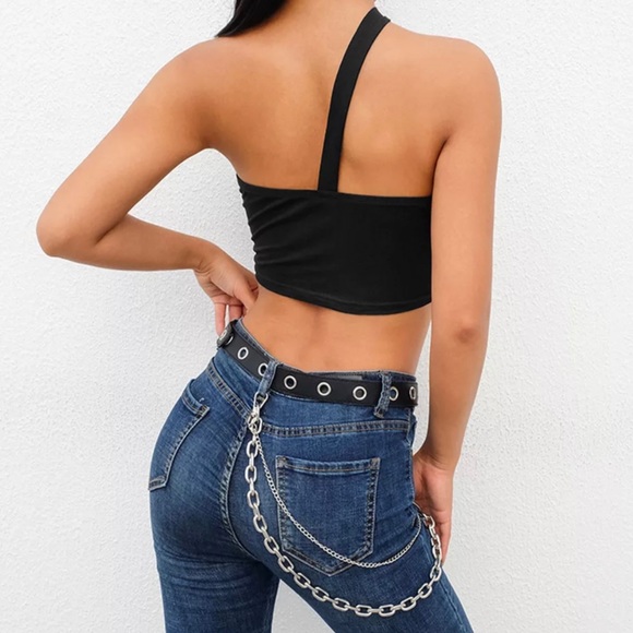 Buckle Strap Tube Tank Top NEW Black - Picture 2 of 10